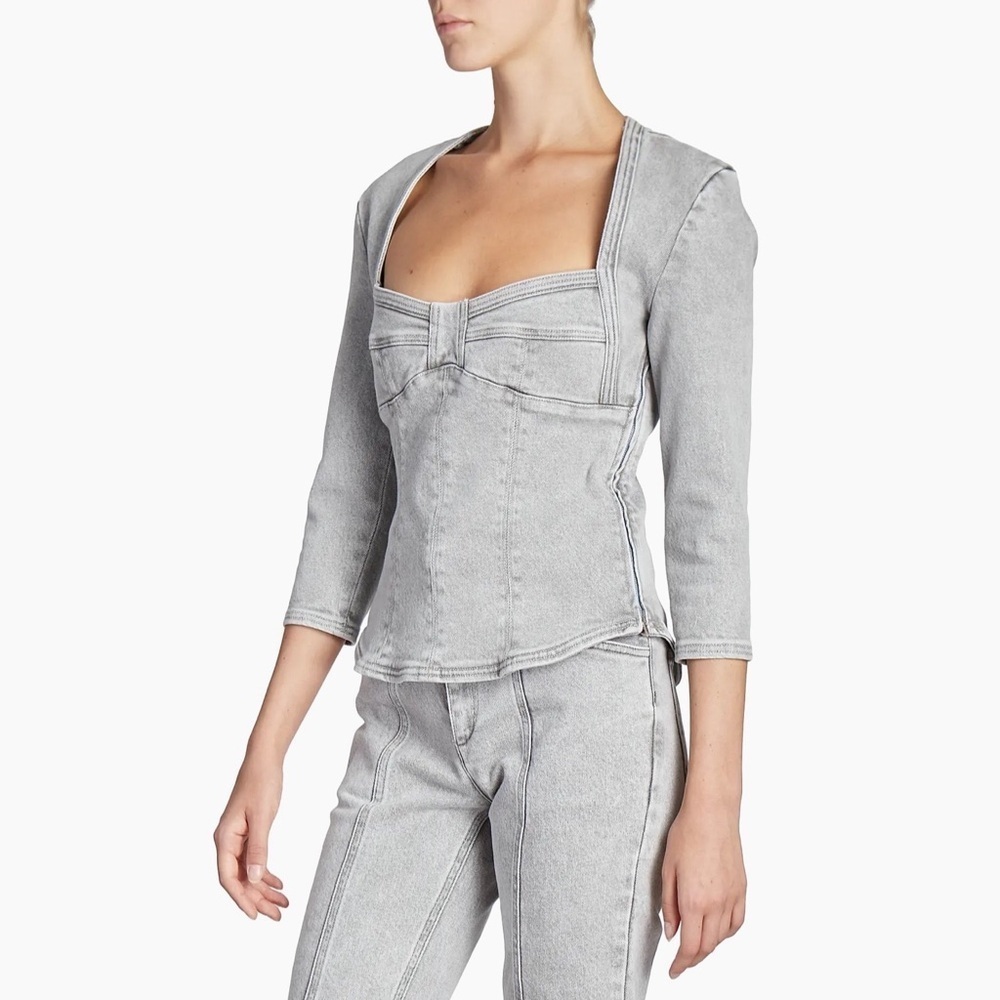 ISABEL MARANT Vanio Gray Denim Top US 10